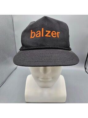 Vintage Balzer Embroidered Logo Black Youth Size Players Five Panel Hat